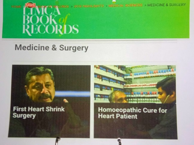 Limca Book of Records for cure of Heart Patient K K Vyas